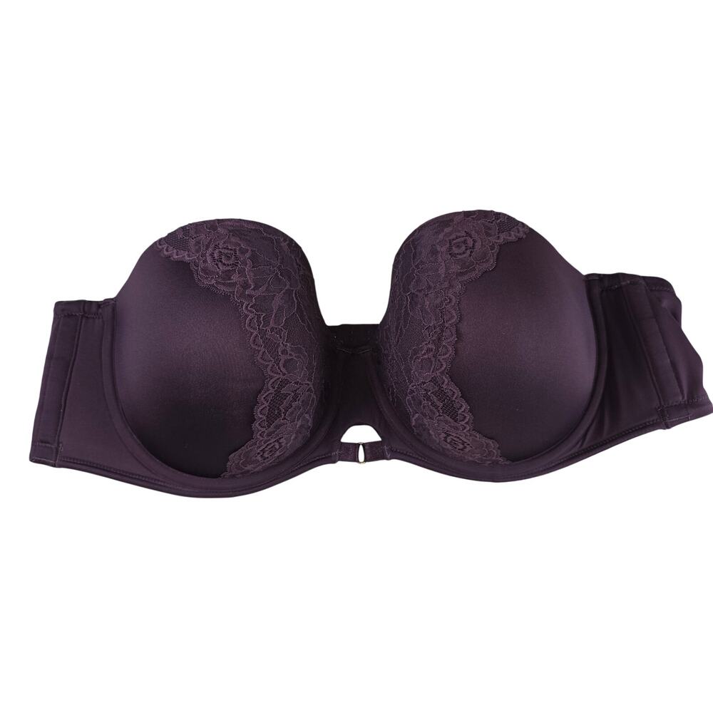 Torrid Curve Strapless Push Up Bra Womens Plus Sz 50C Plum Lace Glam Loungewear